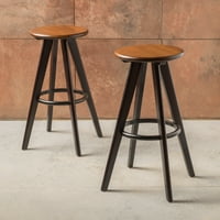 Noble House Edwin Walnut Wood Bar Stools (Set of 2) by Noble House