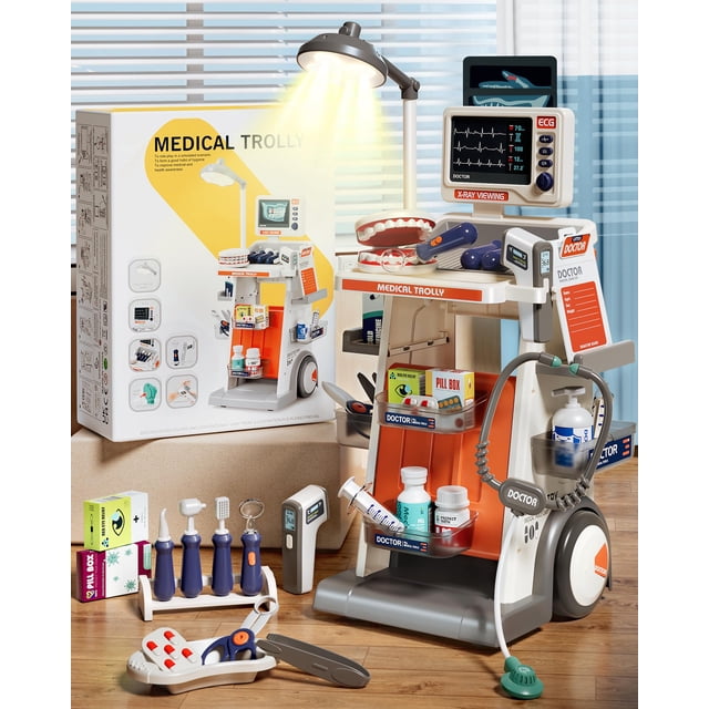 Set de juego médico Doctor Kit Jovow de 30 piezas con carrito y sonidos