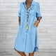 thumbnail image 4 of Vestido camisero con solapa para mujer vestido elegante de mezclilla desgastado vestido camisero de verano, 4 of 9