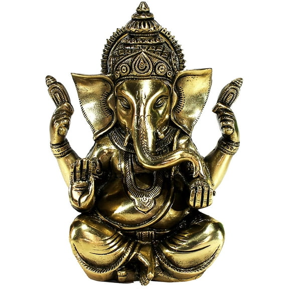 eSplanade Ganesha Ganesh Ganpati Ganapati Murti Idol Statue Sculpture | Pooja Puja Idols - Home Decor | Brass - 8" Inches