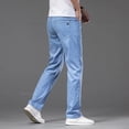 thumbnail image 3 of Summer Ultra Thin Men's Loose Jeans Lyocell Drape Ice Silk Fashion Casual Stretch Denim Pants Business Straight Trousers, 3 of 6