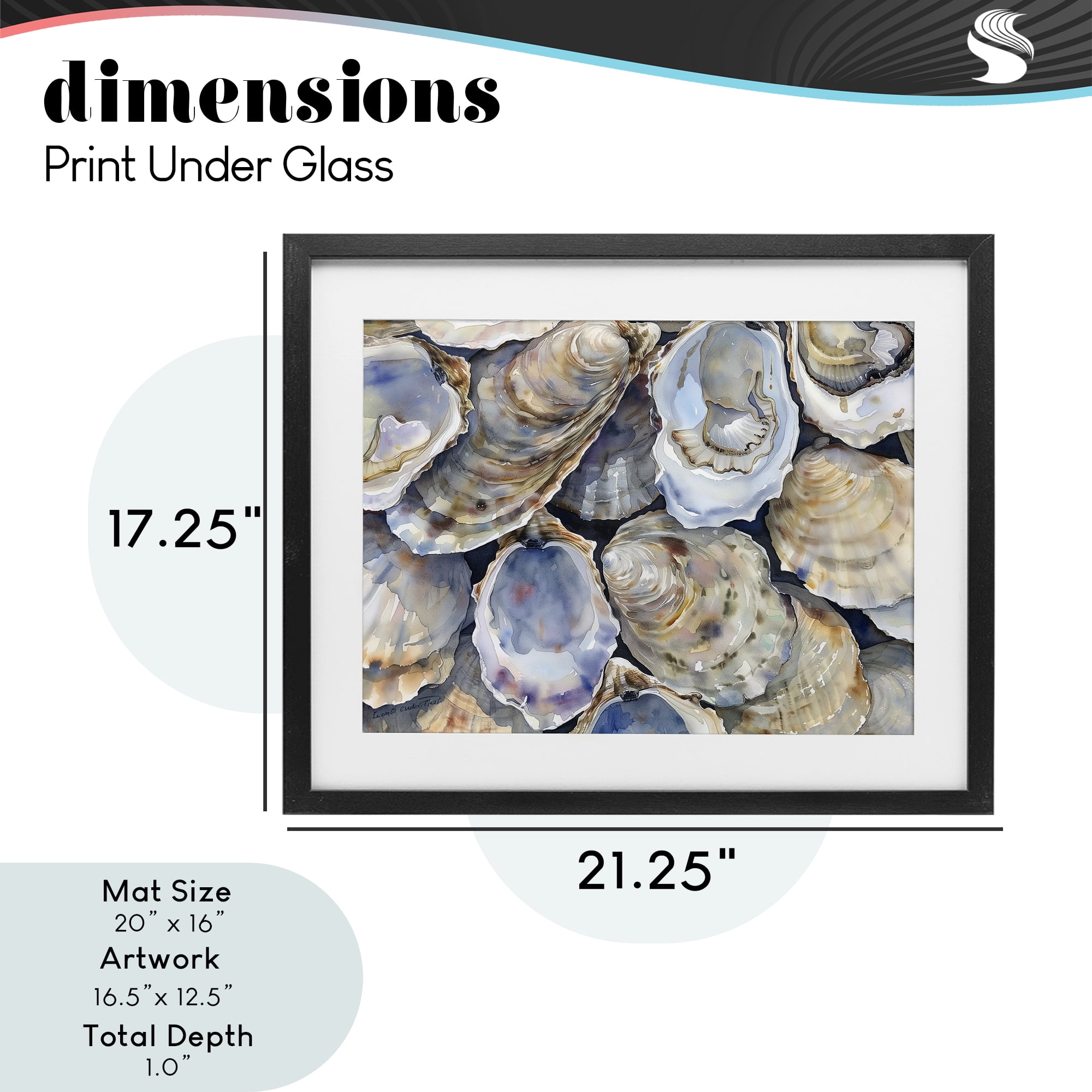 Stupell Industries Oyster Shellabration Pile Black Framed Print Under Glass, design by Heidi Kuntz