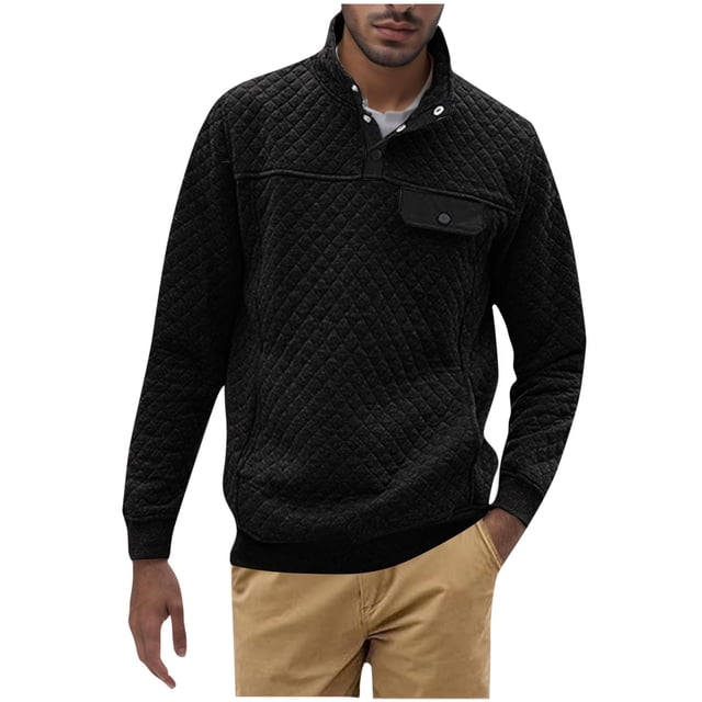 ameIAEA Casual Sweatshirts for Men Long Sleeve Solid Color Fall Pullover Tops with Pockets