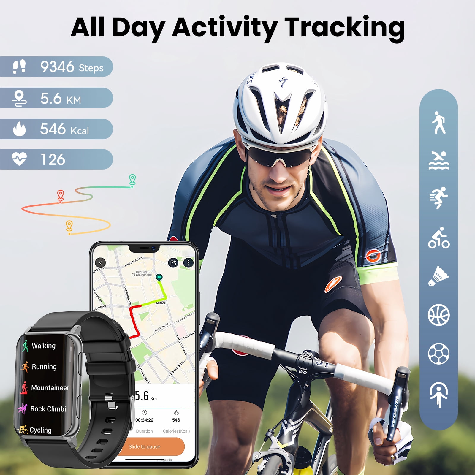 Fitness Tracker, 1.57" Smart Watch for Women Men, 10mm Ultra-Thin Fitness Watch with 2 Interchangeable Bands/Answer/Make Calls/120 Sports Modes/IP68 Waterproof, fits for Android iPhone Devices, Black