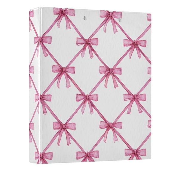 Three Ring Binder Light Pink Ribbon Bow Plaid 1.5 Inch Round Binder D-Rings for Office Supplies and More