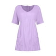 thumbnail image 5 of Zekutng Women's Dresses New Solid Color Pocket Short Sleeve V-Neck Dress,Sizes S-3XL, 5 of 7