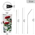 thumbnail image 3 of 20oz Double-Wall Vacuum Insulated Stainless Steel Tumbler with Straws Sports Mugs BPA-Free Red Roses on The Wall, 3 of 7