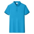 thumbnail image 3 of Mens Solid Polo Shirt Short Sleeve Classic Casual Golf Tee Soft Breathable Lightweight 3 Button Collared Summer Work Top, 3 of 5