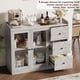 thumbnail image 4 of Gris 43 - pulgada coffee bar gabinete con glass doors y 3 cajones: sideboard buffet gabinete con adjustable estantes para kitchen y dining room, 4 of 8