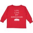 thumbnail image 3 of Inktastic Live Love Sandwiches Boys or Girls Long Sleeve Toddler T-Shirt, 3 of 5