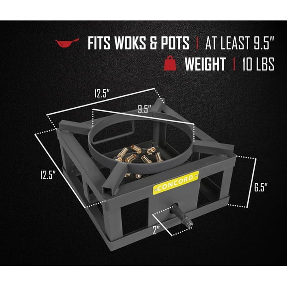 THE WOK BLOCK 12" Single Propane Outdoor Burner with Built in Wok Ring