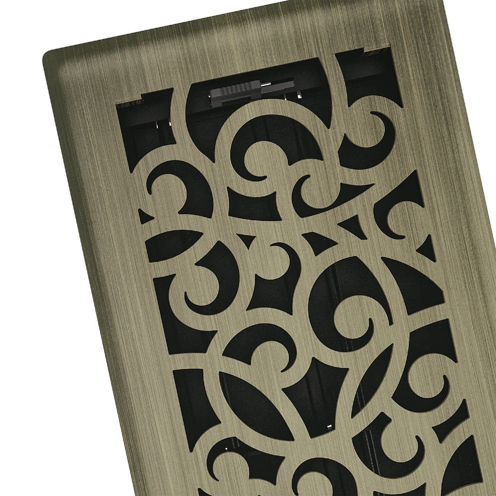 Imperial RG3370 Vintage Brass Wonderland Design Louvered Floor Register - 4inch x 10inch Duct Opening