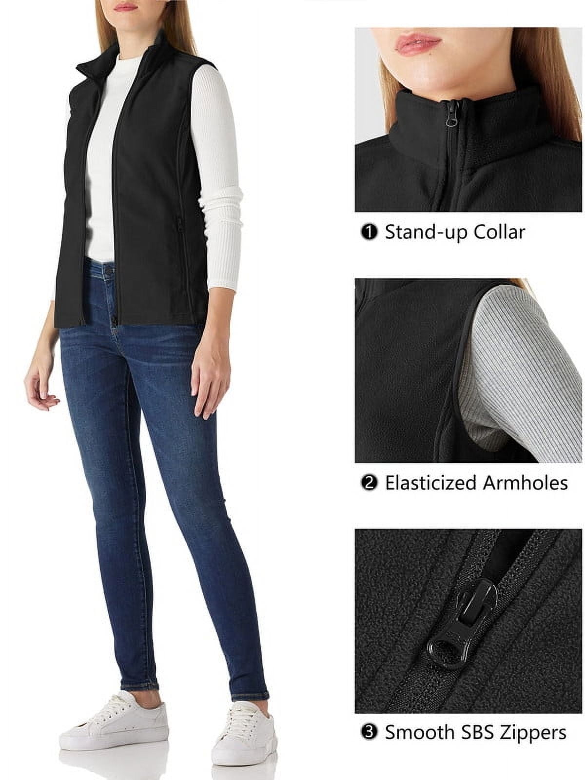 Off Road Ventures Womens Fleece Lined Vests Outerwear Lightweight Sleeveless Running Vest With Zipper Pockets