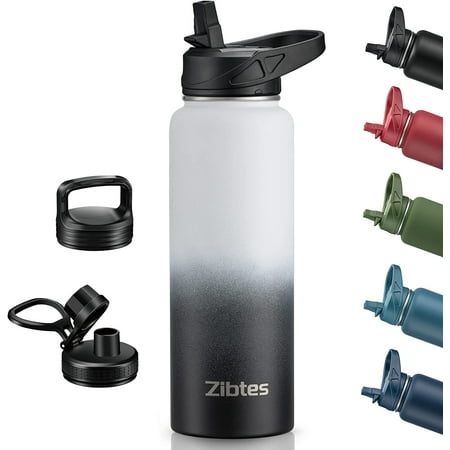 

40 oz Insulated Water Bottle With Straw 3 Lids(Flip Spout and Handle Lid) Stainless Steel Leak Proof Sports Water Flask Double Walled Vacuum Metal Canteen (Army Green)