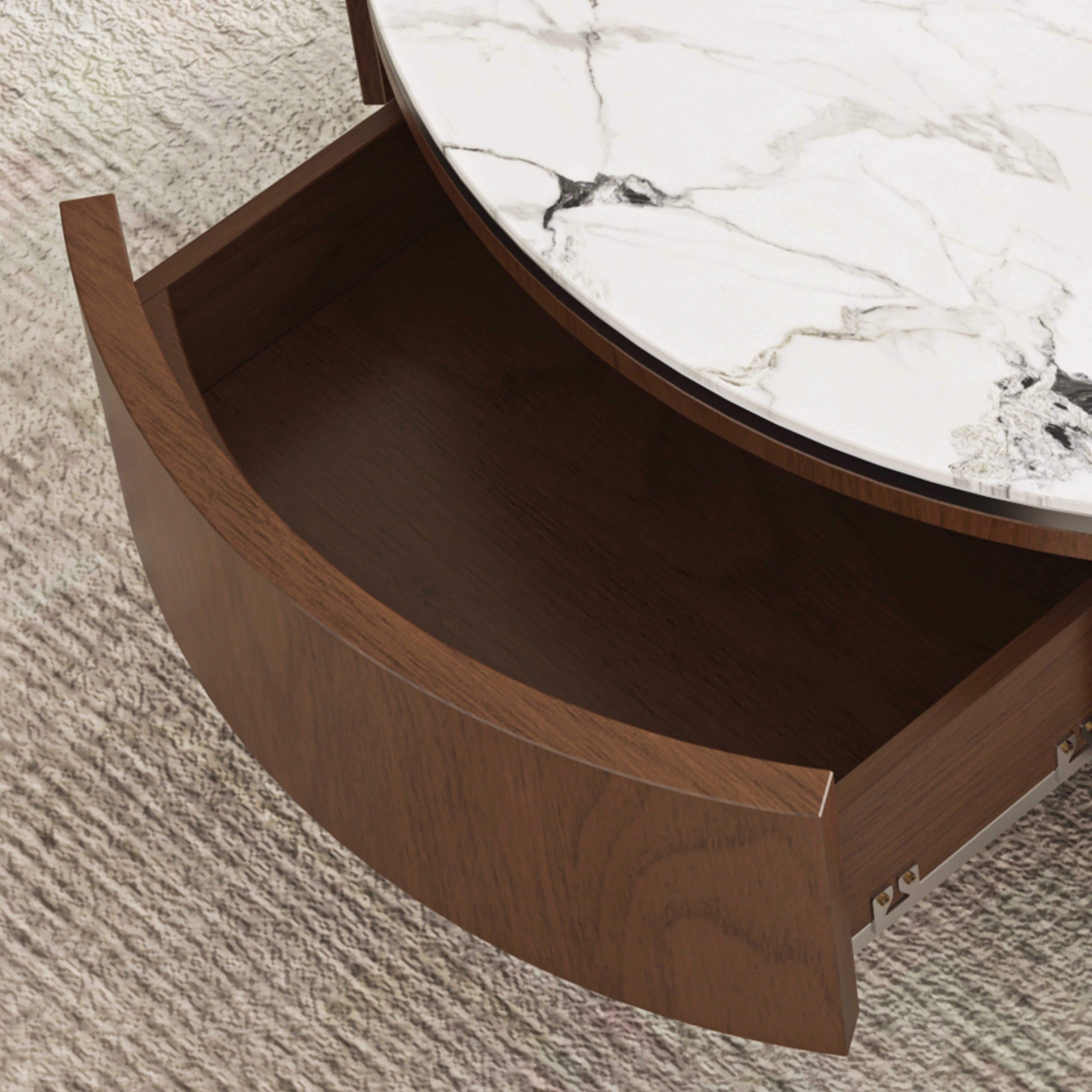 Euroco 35.43" Round Coffee Table with 2 Storage Drawers, Mid-Century Modern Wood Cocktail Table for Living Room,Bedroom Home Office,Walnut