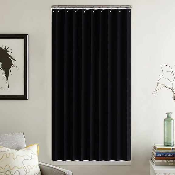 NICETOWN Door Curtains for Doorway, Room Darkening Privacy Door Curtain Pleated Folding Accordion Closet Curtain Energy Efficiency Room Divider Drapes, Black, 50"x63", 1 Panel