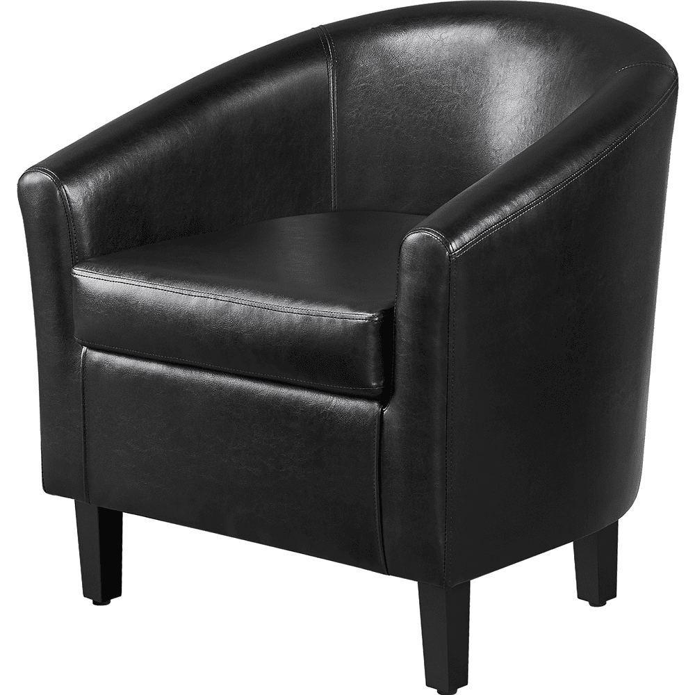 Renwick Faux Leather Barrel Accent Chair for Living Room, Set of 2, Black
