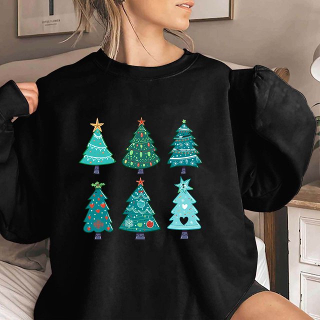 Jienlioq Hauts pour Femmes Mode Tendance Manches Longues Col Rond T-Shirt Imprimé Blouse Ample Chandails en Molleton Sans Capuche Cyberlundi