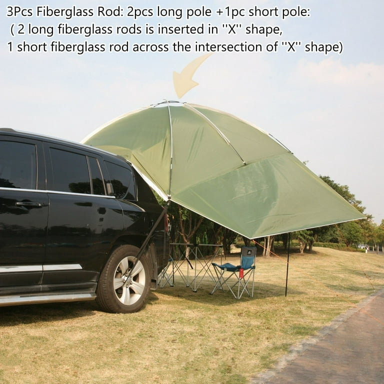Latourreg Outdoor Camping Car Tailgate Canopy Shade Tent Car Gazebo Tent Large Green Car Rear Tent SUV Awning for Sun Shelter, Size: Awning 10.5ft(