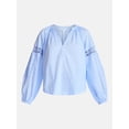 thumbnail image 6 of Time and Tru Women's Lace Insert Popover Full Sleeve Top, Sizes XS - XXXL, 6 of 6