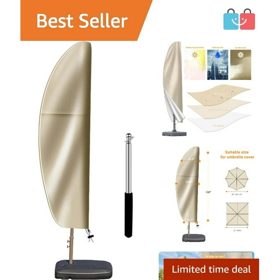 Outdoor Cantilever Umbrella Cover Waterproof Zippered Fits 9-14FT Offset Banana