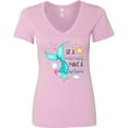 thumbnail image 3 of Inktastic Be a Mermaid Make a Splash Blue Mermaid Tail Women's V-Neck T-Shirt, 3 of 5