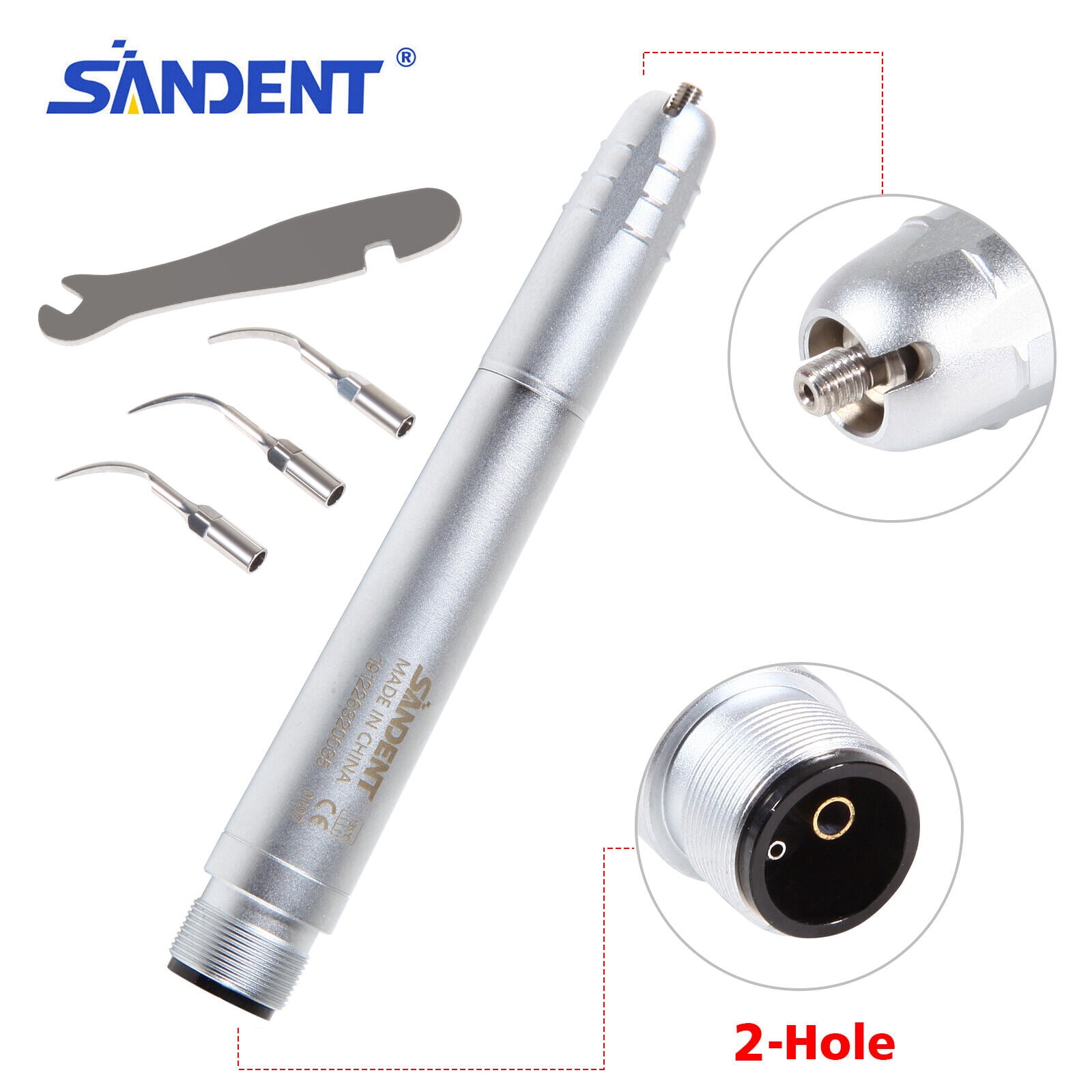 NSK Style Dental Ultrasonic Air Perio Scaler Handpiece Hygienist 2-Hole + 3 Tips