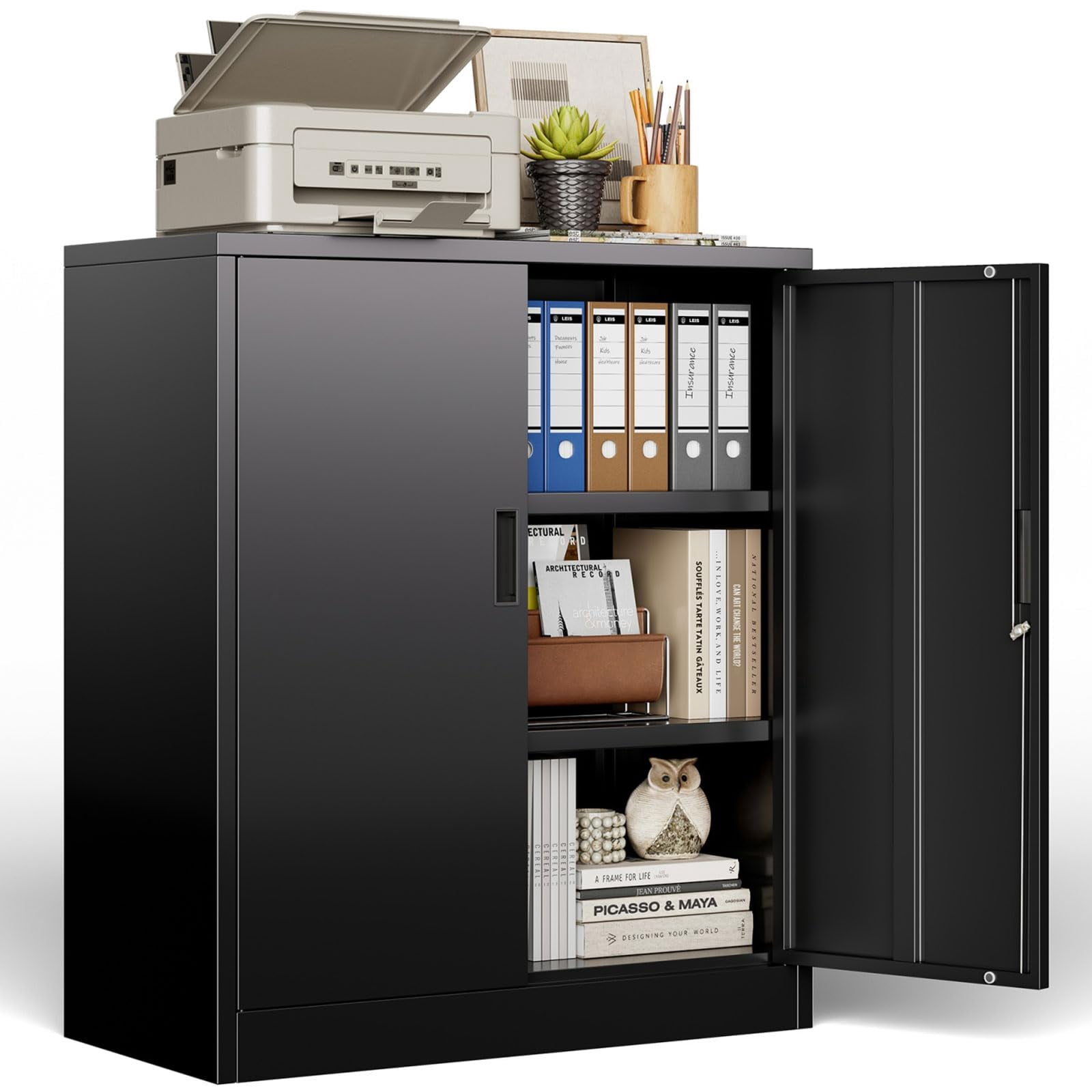 HART Tall Cabinet, Resin Storage and Organization, Black with Gray