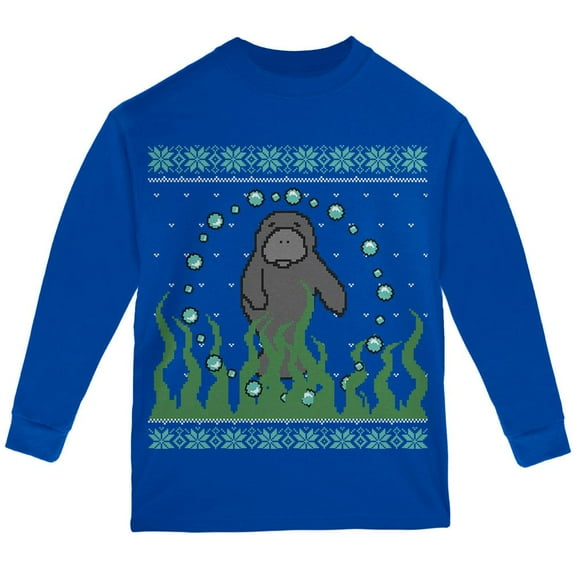 Old Glory Youth Ugly Christmas Sweater Manatee Floaty Potato Long Sleeve T Shirt