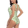 thumbnail image 5 of Yiaed Green Avocado Print Women's Ruffled One Piece Swimsuit V Neck Swimwear Slimming Monokini for Woman-XX-Large, 5 of 8