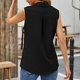 thumbnail image 4 of Htigea Summer Sleeveless Shirts for Women Button Down Lapel Business Tops Solid Color Lightweight Black,S, 4 of 7