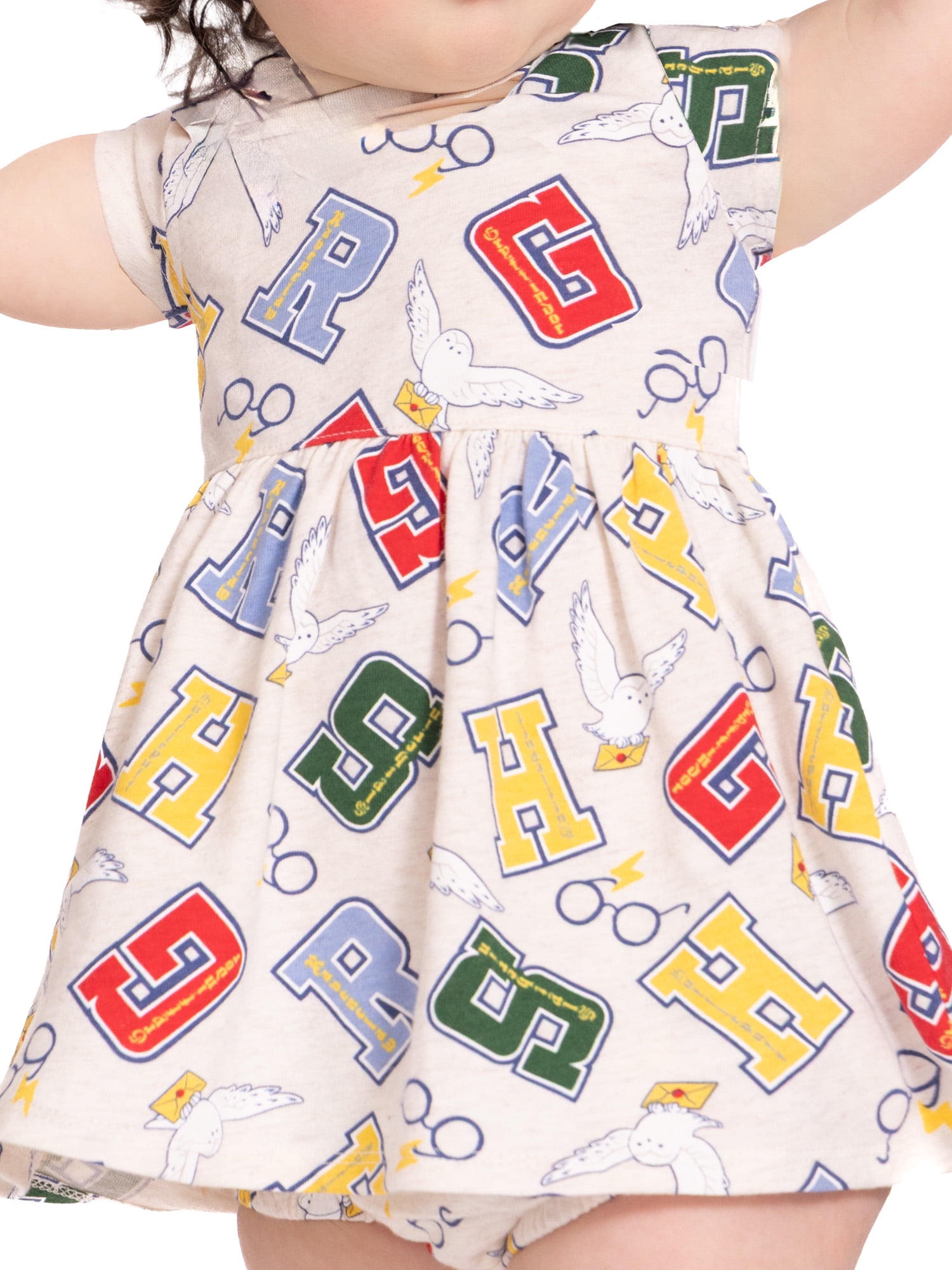 Harry Potter Baby Girl Print Dress and Matching Diaper Cover Set, 2-Piece Sizes 0/3M-6/9M