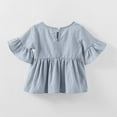 thumbnail image 3 of Fancifize Girls' Summer Babydoll Shirts Cute Tops Ruffle Sleeve Crew Neck Casual Shirts Baby Girl Pleated Tunic Top 1M-4Y, 3 of 6