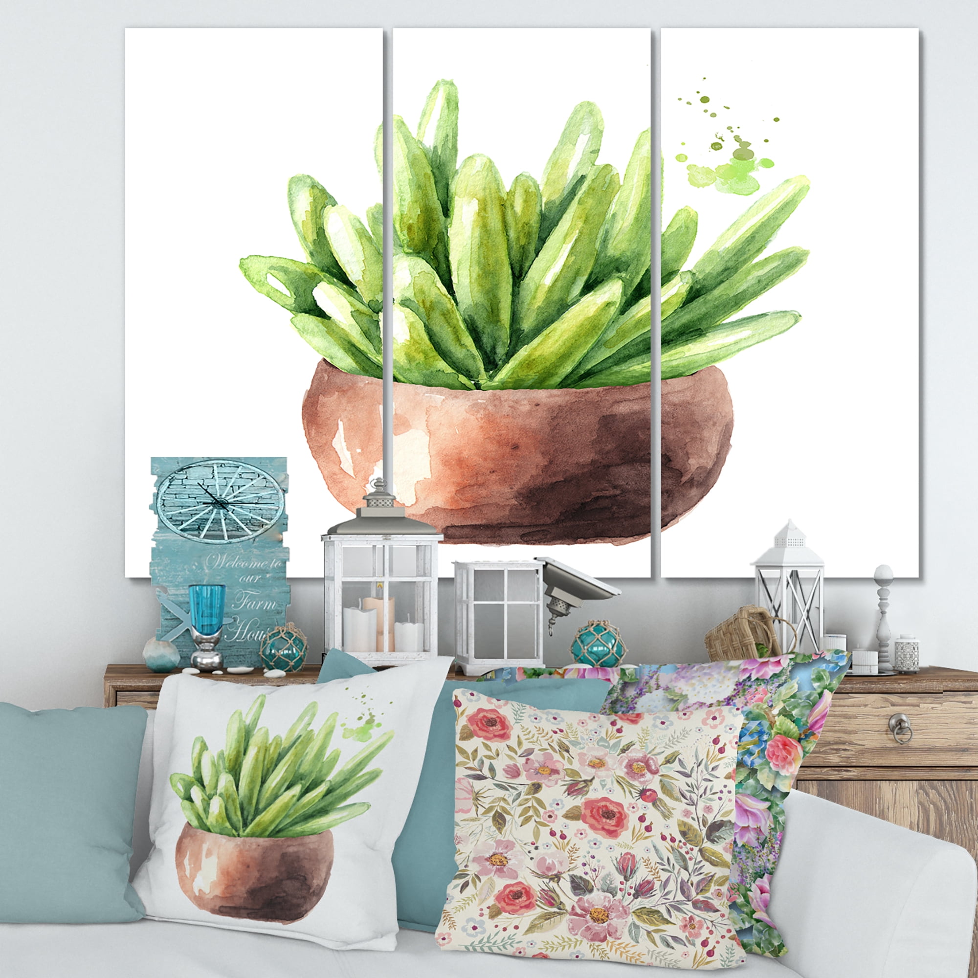Designart ' Succulent Flower In Terracotta Clypot I ' Traditional Canvas Wall Art Print