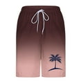 thumbnail image 4 of QQAMB Shorts for Men Plus Size Elastic Waisted Gradient Color Palm Graphic Printed Loose Comfy Shorts Brown 3XL, 4 of 5