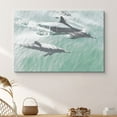 thumbnail image 1 of PixonSign Canvas Print Wall Art Dolphins Peek Over The Water Amphibians Ocean Photography Modern Art Nautical Closeup Colorful Blue Ultra for Living Room, Bedroom, Office - 16"x24", 1 of 5