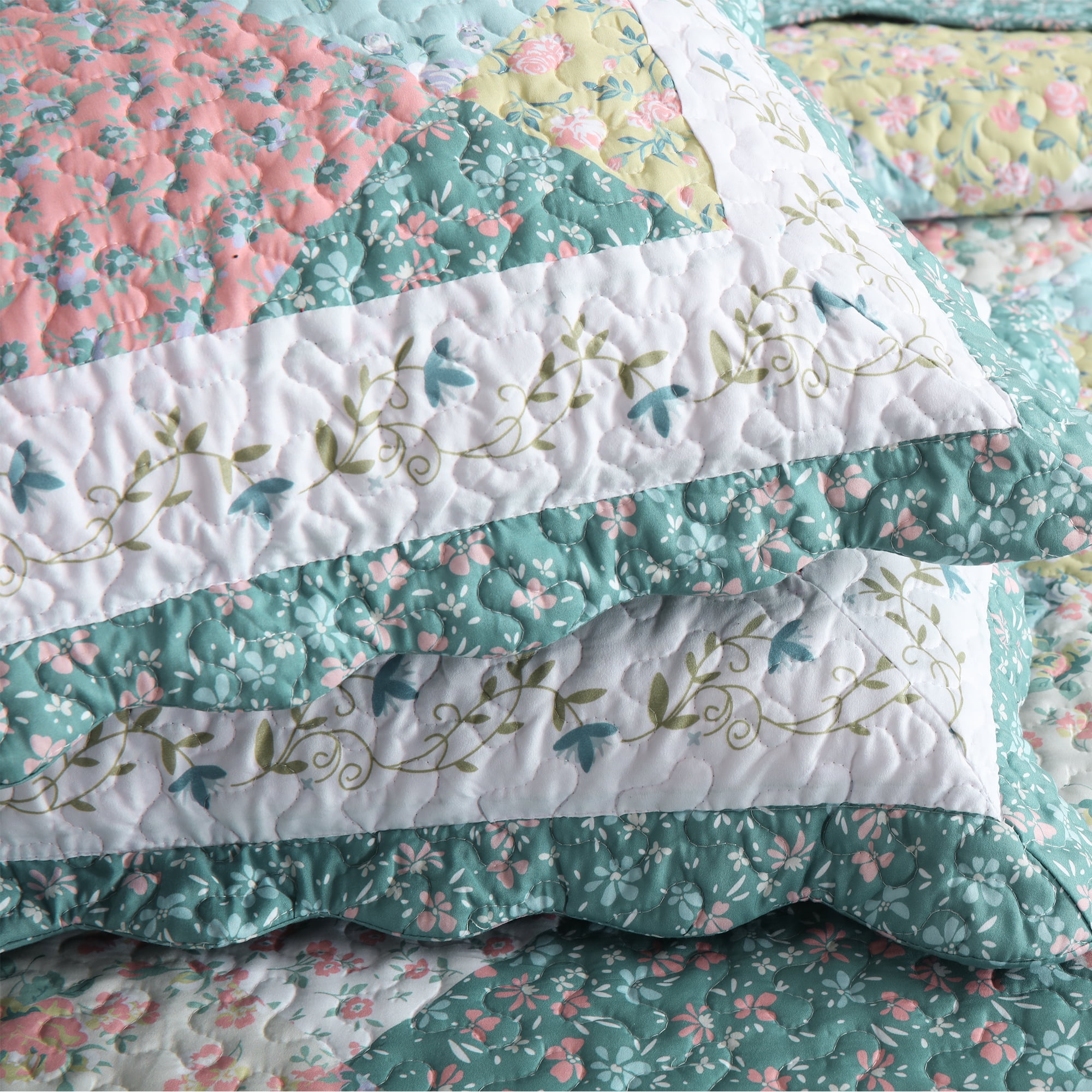 MarCielo 3 Piece Printed Quilt Set Lightweight Bedspread Set B027
