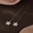 thumbnail image 6 of Sterling Silver Christmas Snowflake Dangle Earrings Chain for Women Teens Snowflake Drop Earrings Threader Winter Earrings, 6 of 6