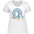 thumbnail image 3 of Inktastic 3-21 World Down Syndrome Day Blue and Yellow Rainbow Ribbon Women's Plus Size T-Shirt, 3 of 5