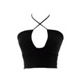thumbnail image 1 of VISgogo Chaleco de color sólido a la moda para mujer Sexy Cross Hollow Exposed Navel Tie-up Halter Tops VISgogo moda, 1 of 5