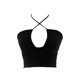 thumbnail image 1 of VISgogo Chaleco de color sólido a la moda para mujer Sexy Cross Hollow Exposed Navel Tie-up Halter Tops VISgogo moda, 1 of 5