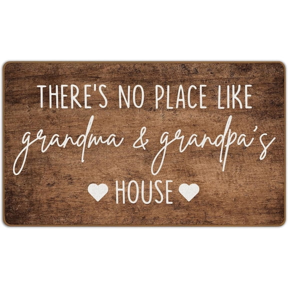 There's No Place Like Grandma and Grandpa's House Mats for Front Door Entry Front Porch Doormat Non-Slip Carpet Rugs Floor Mat Decorative for Home Bathroom Kitchen Indoor 18x30 Inch