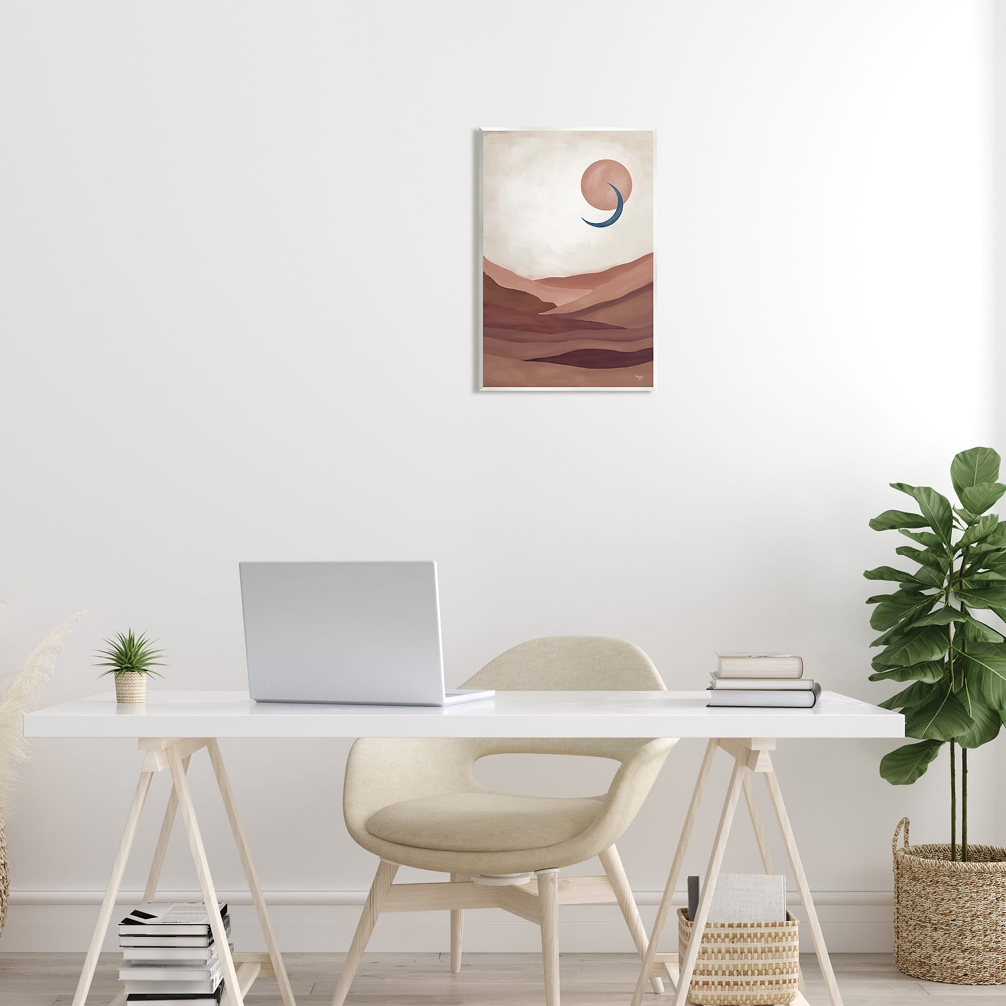 Stupell Industries Abstract Desert Dunes Sun Moon Overlapping Shapes Painting Unframed Art Print Wall Art, Design by Mollie B.