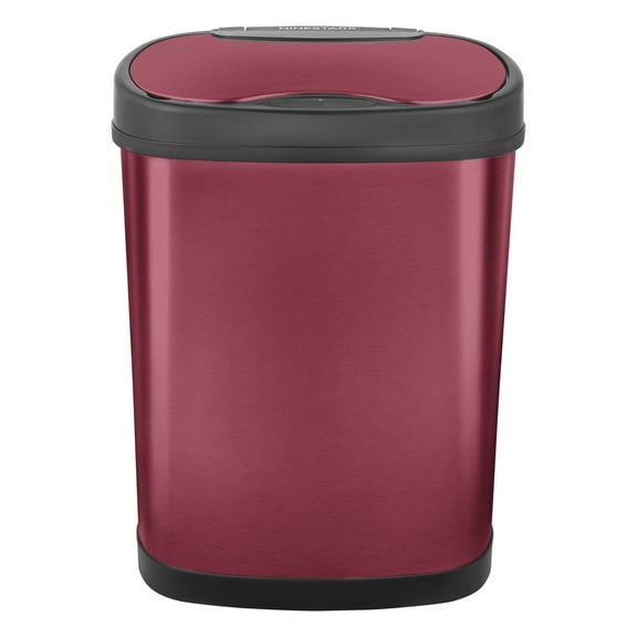 Nine Stars Automatic Bathroom Trash Can, 3.2 Gallon Stainless Steel, Motion Sensor Hands-Free Soft-Close Lid Garbage Bin, Burgundy