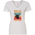 thumbnail image 3 of Inktastic Drummer Funny Retro Plans With My Drums Women's V-Neck T-Shirt, 3 of 5