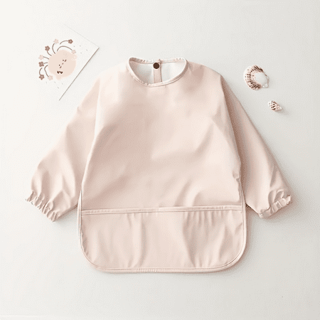 

GUANGZHYZYFUS Soft Cozy Waterproof Stain-Resistant Long Sleeves Bib - Easy Clean Polyester Fiber Feeding Cloth with Snap Closure for Messy Mealtime 1pc Reverse Wear