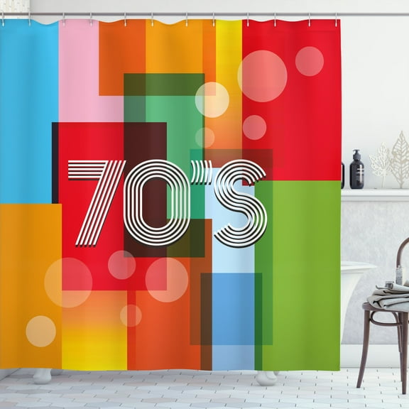 Ambesonne Colorful Shower Curtain, Retro Art Seventies, 69"Wx75"L, Multicolor