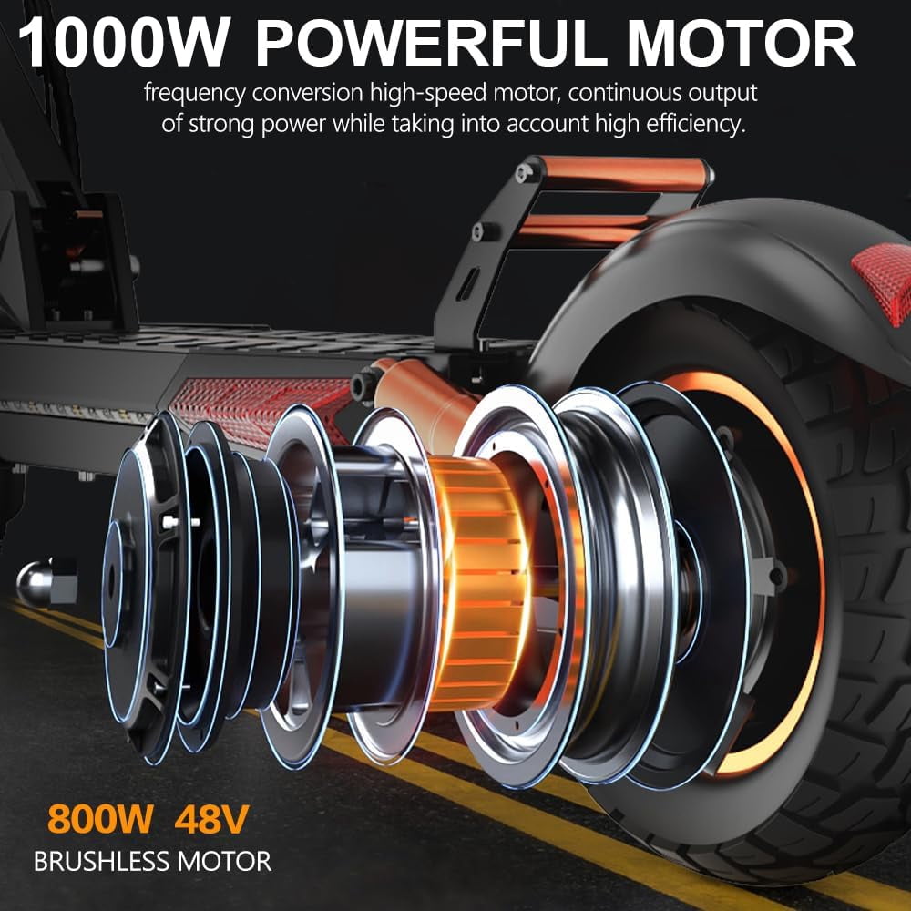 12.5AH 48V 800W Electric Scooter Max 45KM/H & 25-40KM with Seat, 10 inch Tires, iENYRID Kick Scooter Commuter for Adults & Teens & Kids