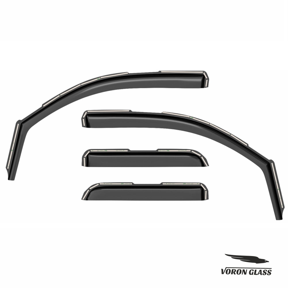 Voron Glass in-Channel Extra Durable Rain Guards for Trucks Chevrolet (Chevy) Silverado/GMC Sierra 2014-2018 Double Cab, Window Deflectors, Vent Window Visors, 4 Pieces - 230092
