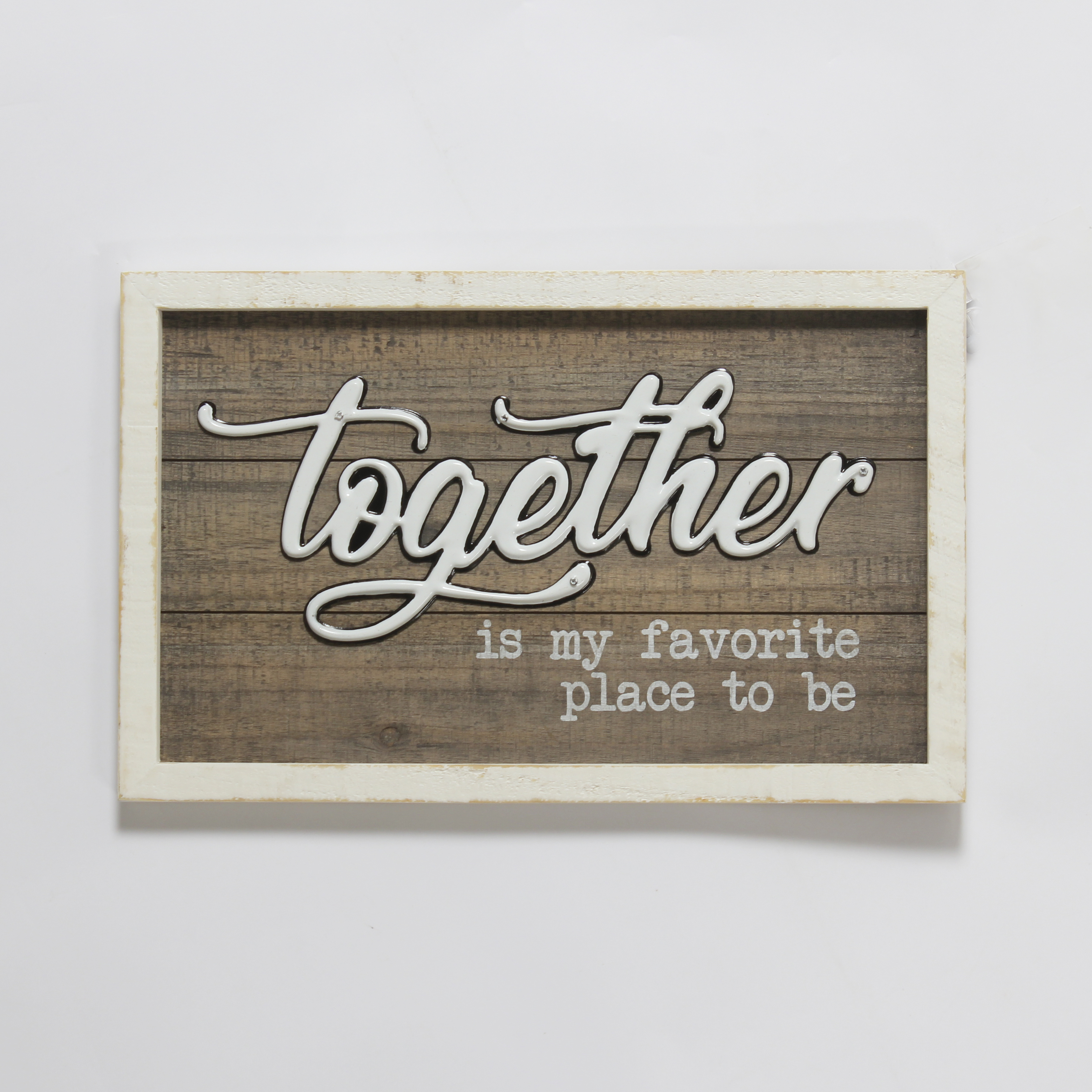 "Together" Inspirational Quote Wooden Wall Plaque with Frame Decor